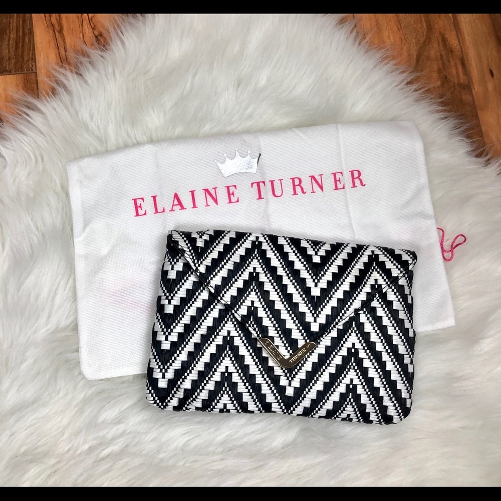 Elaine Turner Bella Zig Zag Raffia Clutch